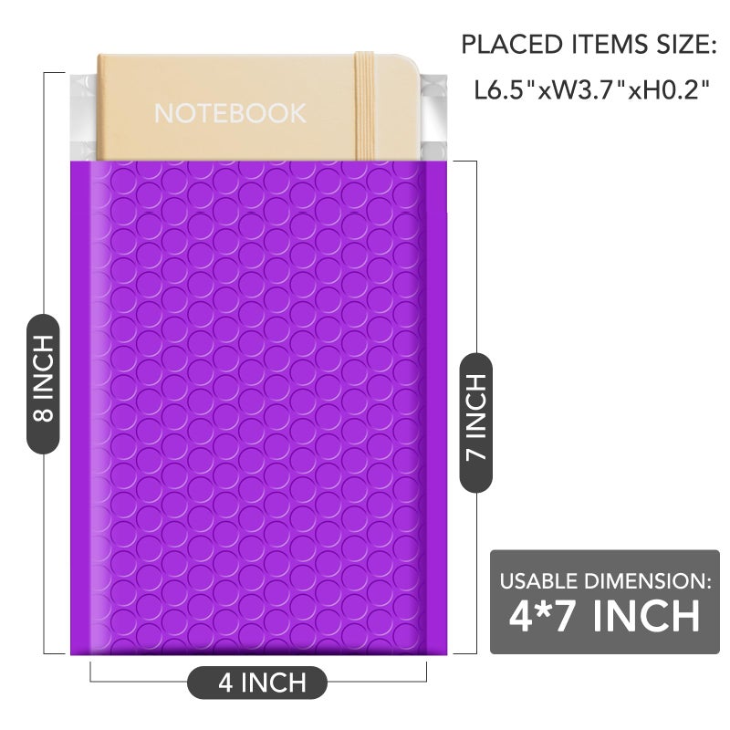 GSSUSA GSSSUSA Bubble Mailers 4x8 Inch 50 Pack Padded Envelopes Usable Size 4x7 Inch Shipping Envelopes Self Seal Small Packaging Shipping Bags for Mailing Jewelry  Small Business  Purple - Image 2